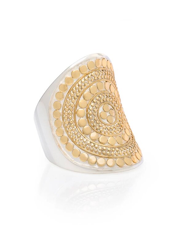 Anna Beck Classic Saddle RIng Womens 9 Two Tone 18K Gold .925 Sterling Silver - Picture 3 of 15